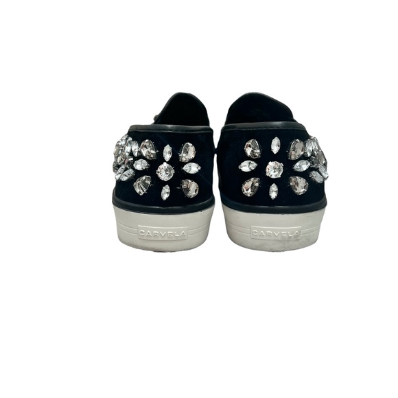 CARVELA KURT GEIGER BLACK SUEDE WITH LARGE CRYSTALS SLIP ON TRAINER SNEAKERS - Picture 9 of 16